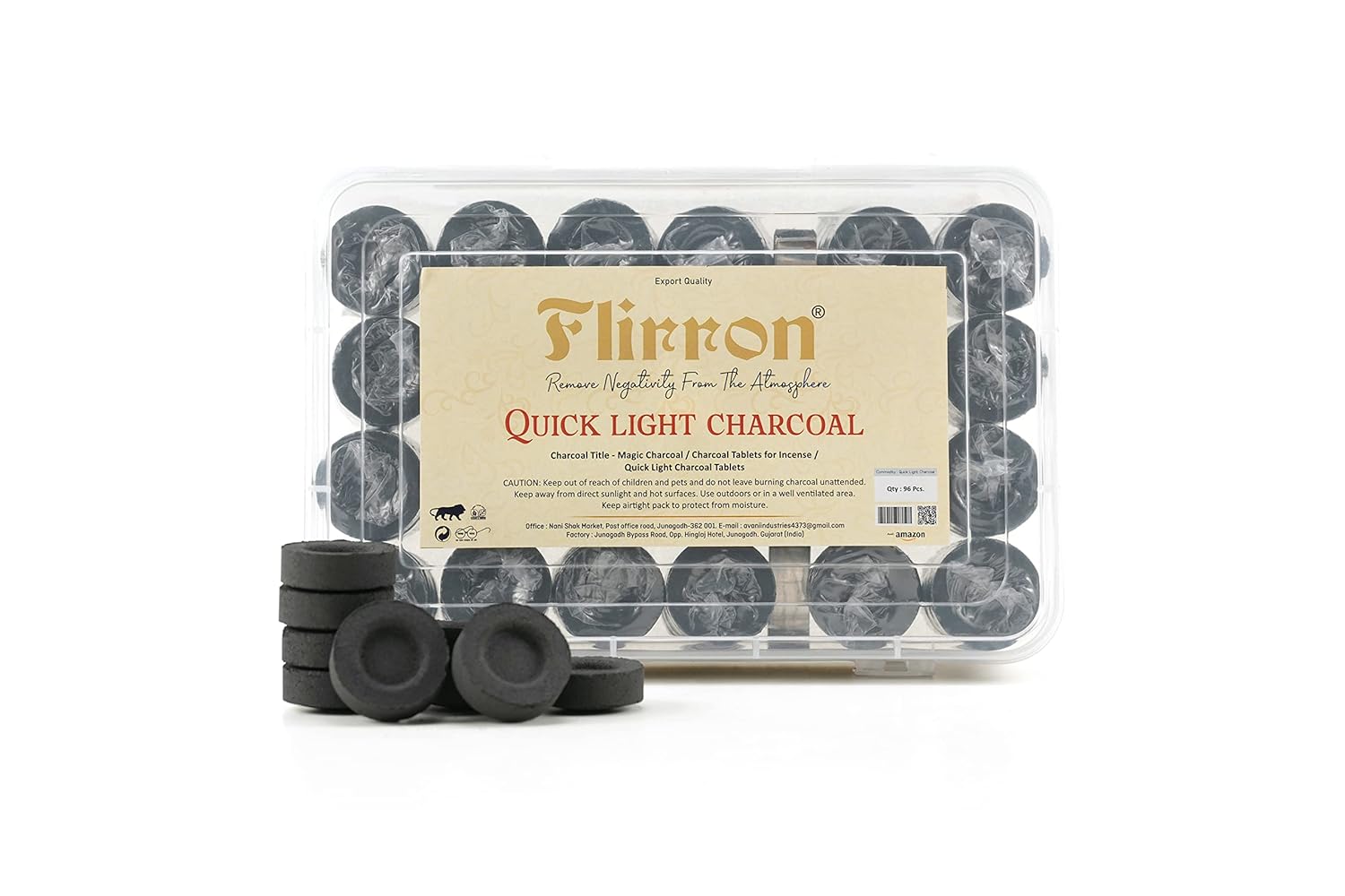 Flirron Charcoal Tablets for Burning Dhoop, Multipurpose Use(96