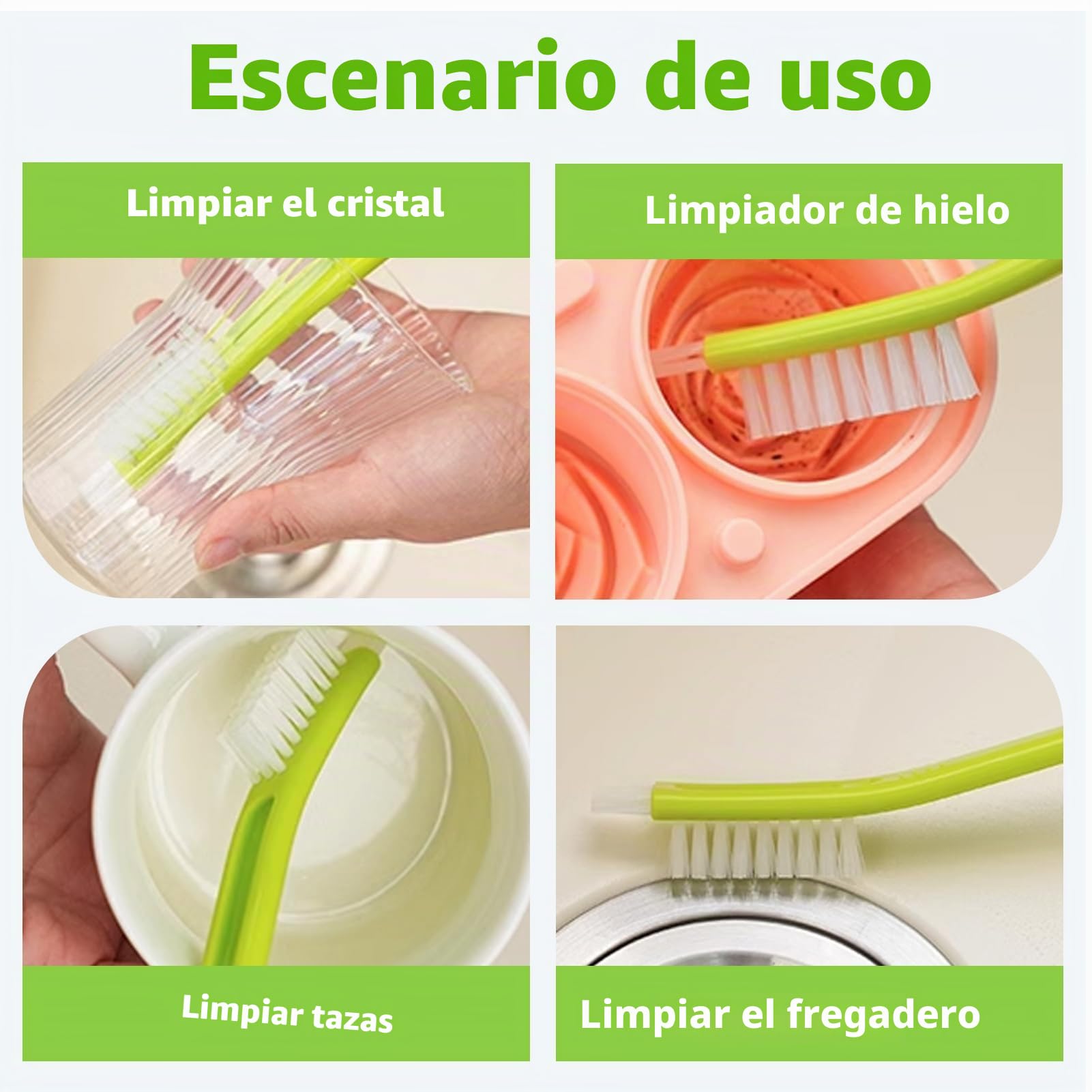 Cepillo de Limpieza para Botellas de 4 Piezas, Cerdas de Nylon Duraderas, Ideal para Botellas de Agua Deportivas, Teteras, Biberones y Teclados de Ordenador - Libre de y Ecológico