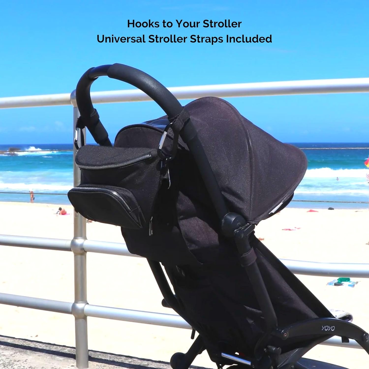 Suessie Fanny Pack Diaper Bag - with Baby Changing Pad & Waterproof Wipes Pocket - Stroller Organizer Black - Image 6