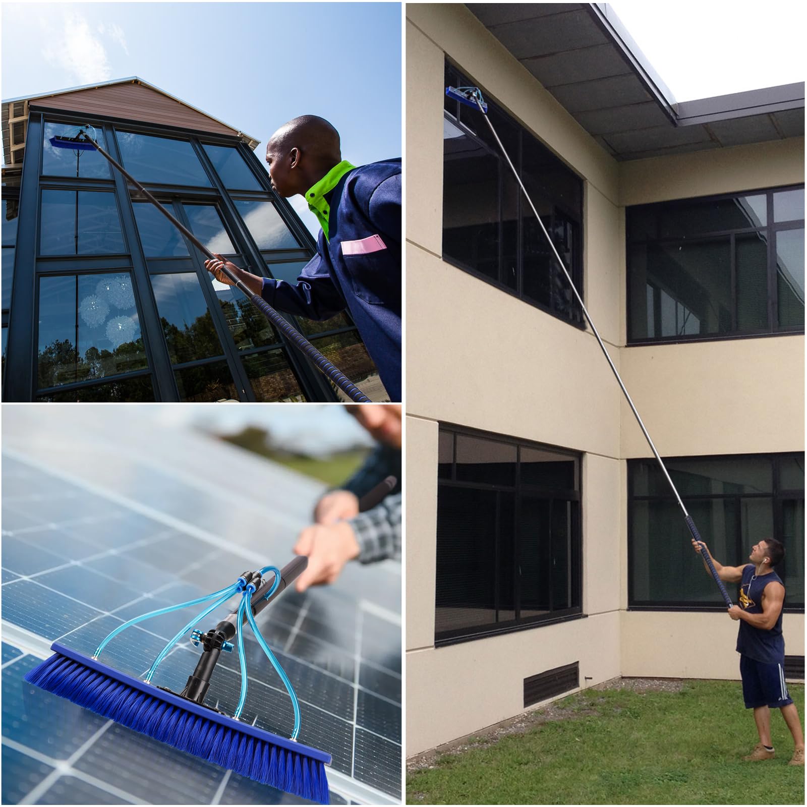 Condition photo showing New/Like New for 26ft window cleaning brush kit, 4-26ft adjustable water fed pole kit, solar panel cleaning brush and pole, window roof solar panel washing cleaner equipment kit