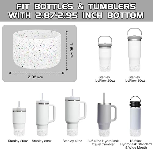 Miniatura 10 de WUQID Funda protectora de silicona con textura de corazón brillante compatible con Stanle Tumbler de 40 onzas, 30 onzas, 20 onzas y botellas Hydroo