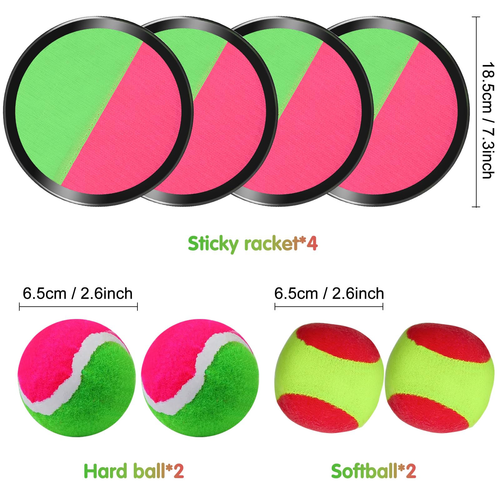 FORMIZON – Jeu De Lancer Et Attrape Avec 4 Raquettes Et 2 Balles, Activité Extérieure Plage, Jardin, Piscine Pour Enfants Et Adultes