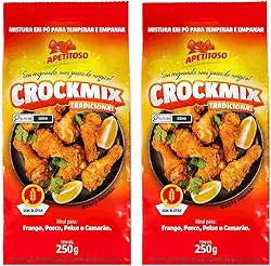 2 Unidades Mistura Farinha Para Empanar Sem Glútem 250g Crockmix Tradicional