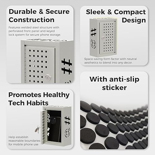 Miniatura 5 de OSKIE Caja de tiempo de inactividad para teléfono almacenamiento con cerradura para teléfono inteligente para el hogar y la oficina, organizador de