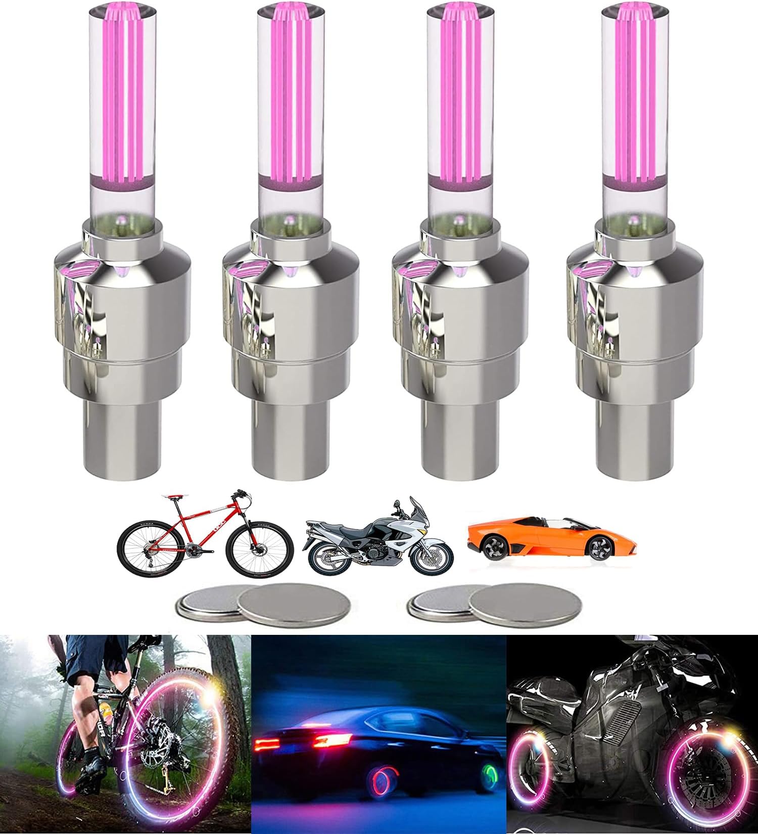 Bike Wheel Stick Light LED Tire Valve Stem Cap Lamp Bicycle Motor Tyre Flash Light Reflector Accessories with Batteries