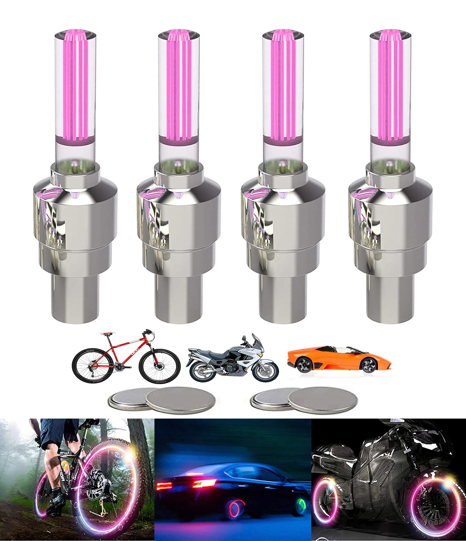 Bike Wheel Stick Light LED Tire Valve Stem Cap Lamp Bicycle Motor Tyre Flash Light Reflector Accessories with Batteries
