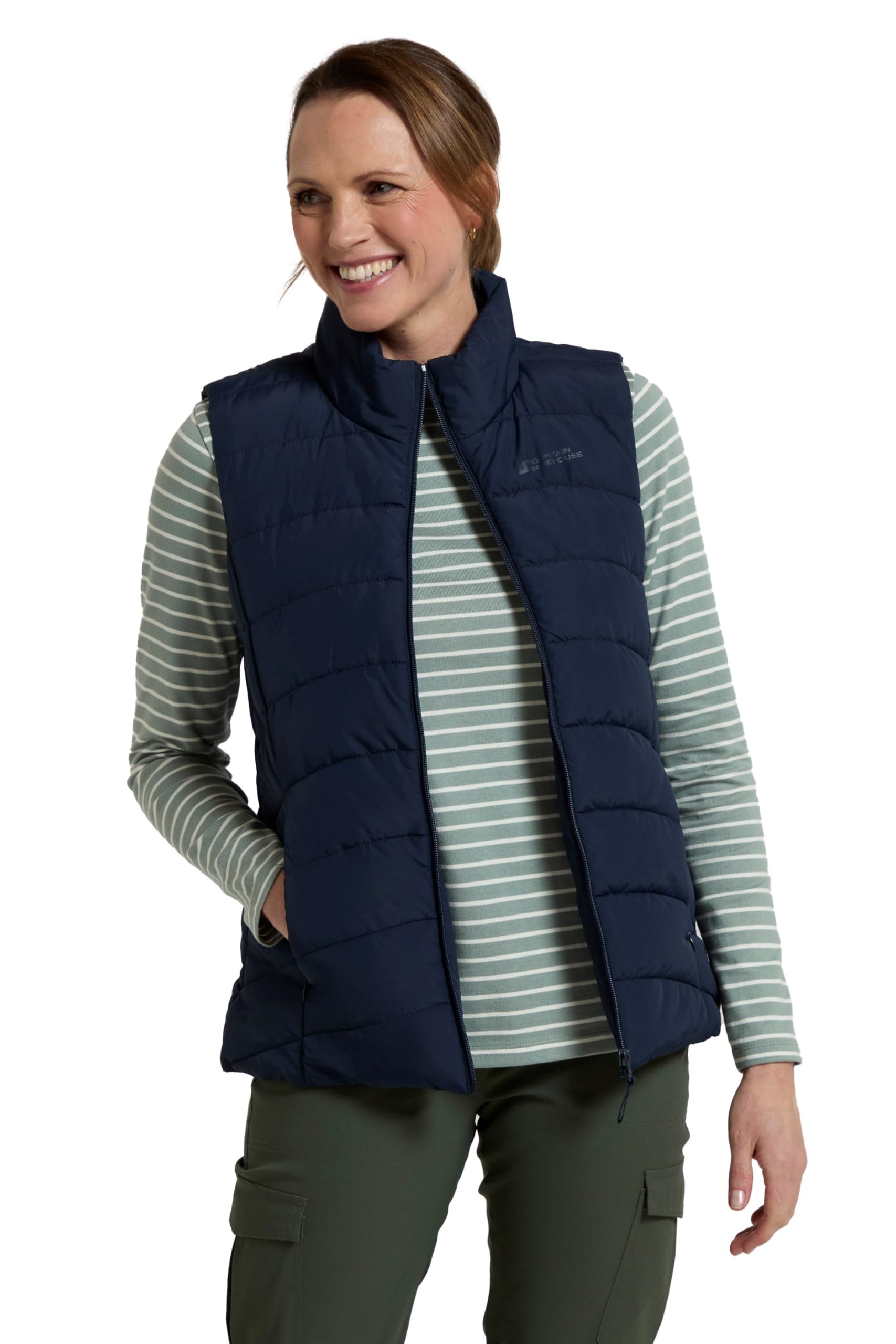 Mountain Warehouse Women's Navy Opal Padded Gilet - Lightweight Body Warmer, Water Resistant Sleeveless Jacket With Front Pockets - Light Rain, Spring Summer 6