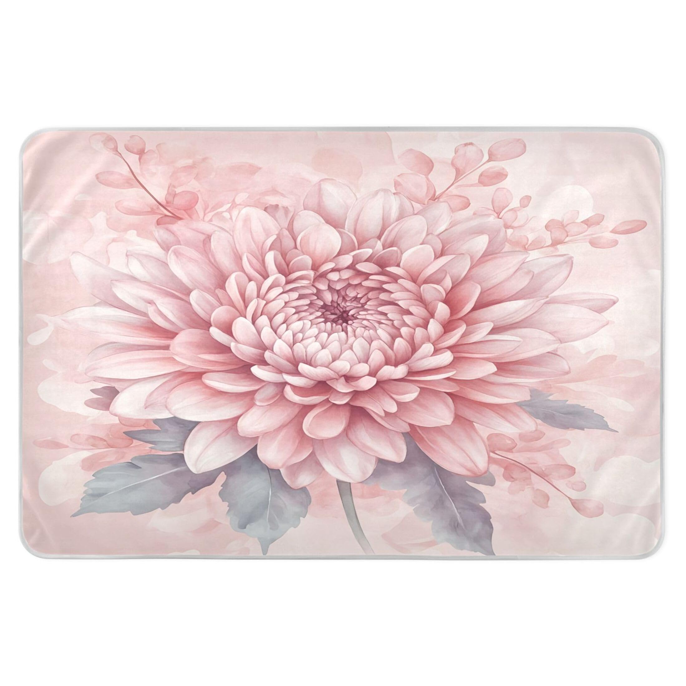 Takiito Pink Flower Bed Pad Reusable Bed Underpad Washable Waterproof Leak-Proof Quick Dry Incontinence Pee Pad for Toddlers Kids Adults Pets 34x52 in