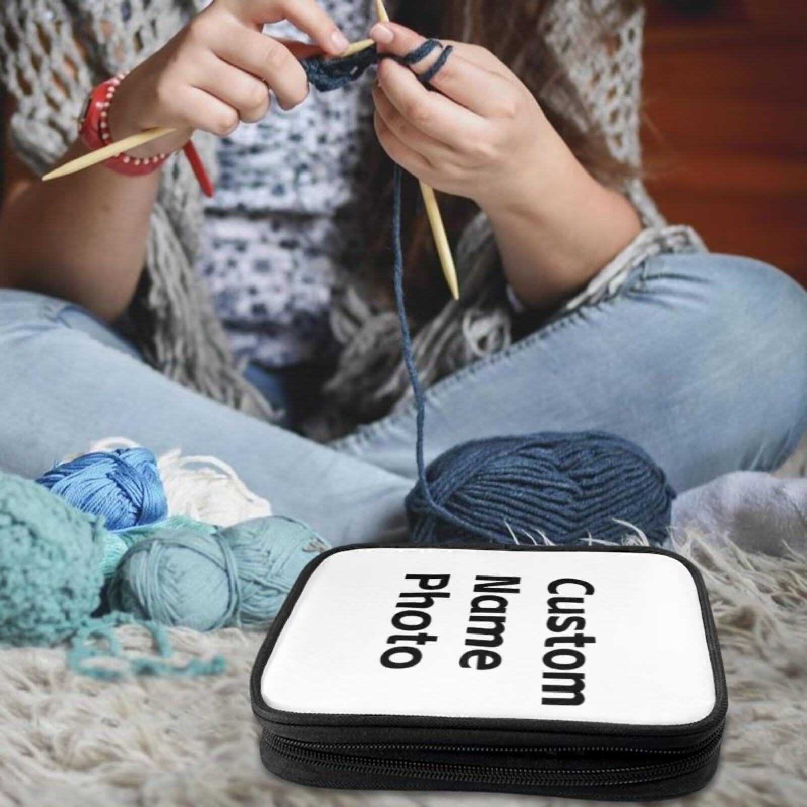 Luarisgur Custom Crochet Hook Case Organizer Personalized Empty Crochet Hook Case Portable Organizer Case for Interchangeable Circular Knitting Needles Crochet Hooks and Knitting Accessories