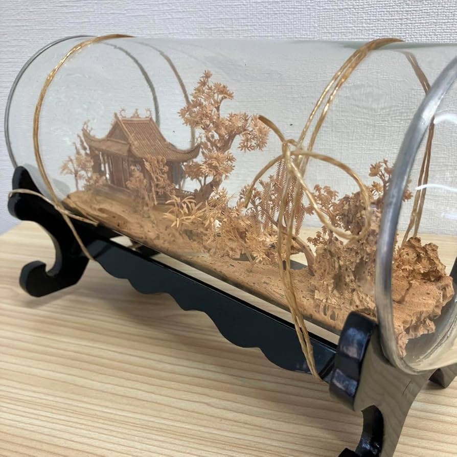 ★中国工芸品　コルク彫刻画　飾り物 ☆中国工芸品 コルク彫刻画 飾り物