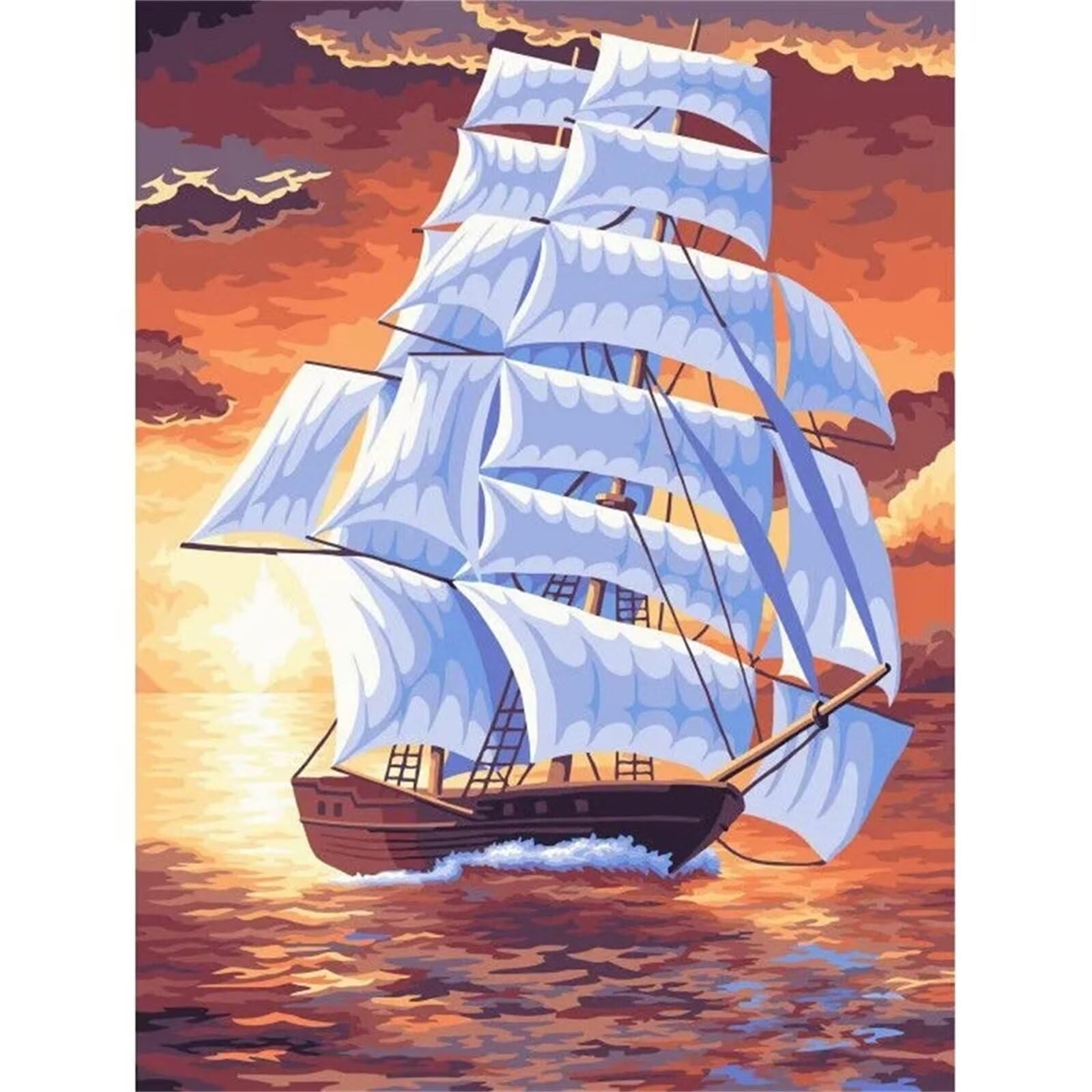 Dipingere con i Numeri Adulti,Scenario di barca a vela Pittura di Numeri a Olio Fai da Te kit di pittura acrilica per adulti Bambini,Con Pennelli e Colori Acrilici per casa Decor con Telaio,60x75cm