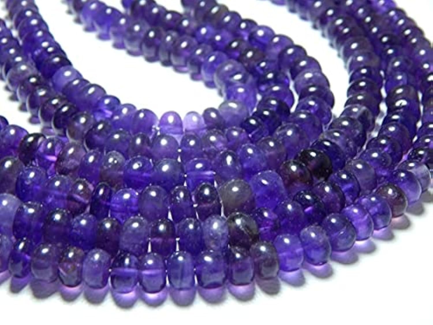 Amethyst Smooth Beads en fil de 16 pouces pour enfilage et perles rondelles violettes