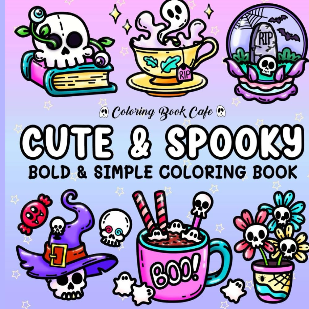 cute & spooky bold and simple coloring bok