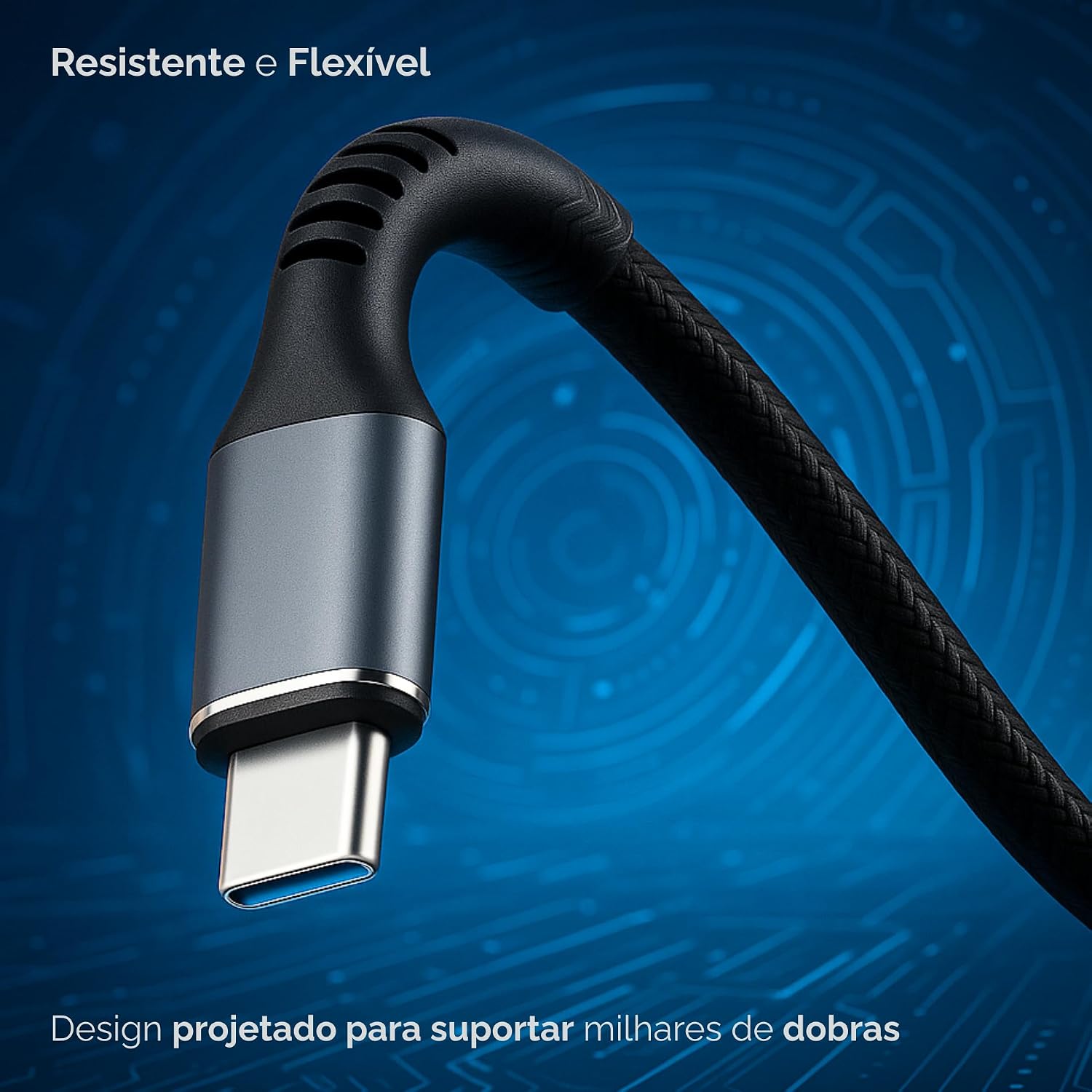 Cabo USB C Turbo Tipo C Trançado Compatível com iPhone e Samsung Resistente Carregador USB-C 2M 60W Carregamento Rápido Compatível com Cabo iPhone USB C