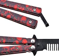 Vista 5 de AIFUSI Practice Butterfly Knife Trainer, 2 Pack Steel Folding Comb, Unsharpened Blade, No offensive Bilsong for Beginners Training Outdoor Indoor