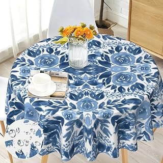 Floral Round Tablecloth 70 inch, Waterproof, Stain Resistance, Wrinkle-Free