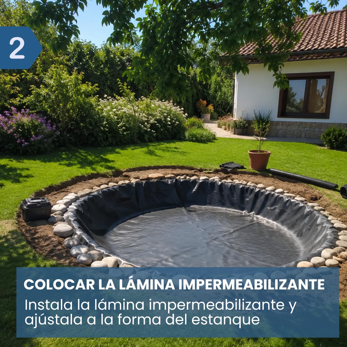 Lámina Impermeabilizante EPDM |Espesor 0,8 mm |para Estanques y Biolagos | Flexible | Alta Resistencia UV | Fácil Instalación| Material Duradero| Excelente adaptación al Terreno (2m x 1m)