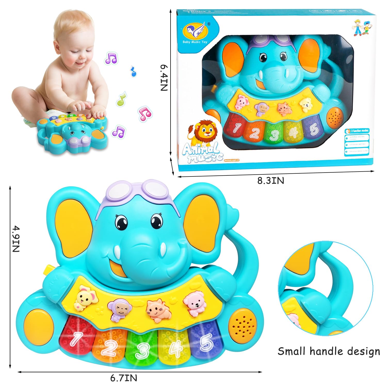 Piano Juguetes para Niños 1 Año Teclado para Piano Luces Músical Juguetes Bebés 6-12-18 Meses Cumpleaños Regalos para Bebés 1 2 Años Niños Niñas