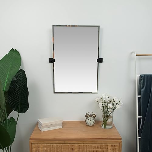 Miniatura 10 de Hamilton Hills - Espejo ovalado grande con anclajes de pared de cromo pulido - Espejo de pared ajustable con respaldo, movible e inclinable, plateado