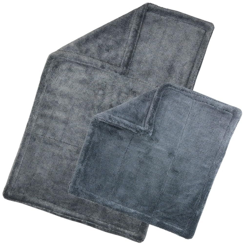 Ivality® Auto Trockentuch Set – 2 Stück - 80x50 cm & 40x40 cm, 1800 GSM Saugstarkes Twisted Mikrofasertücher - Trockentuch für AutoPflege und Motorrad - Fusselfreie & Lack-schonende Microfasertücher