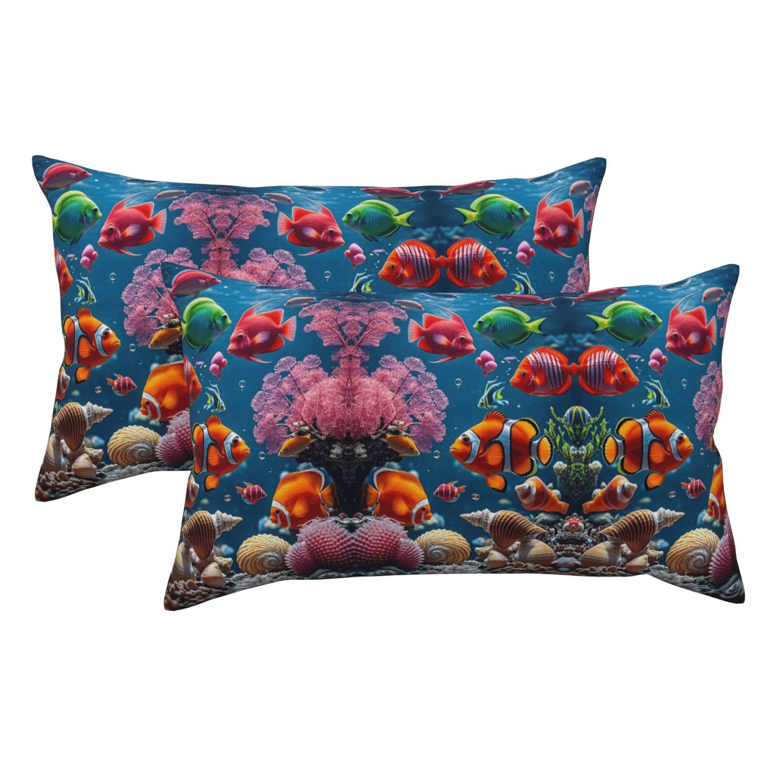 Clownfish Luxury King Pillowcases Set of 2, Plush Velvet Feel Pillow Covers with Hidden Zipper, Skin & Hair Friendly, 20x36 Inches Pillow Cases for Sleeping Gift