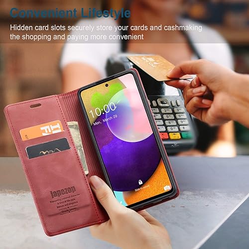 Miniatura 7 de japezop Funda para Samsung Galaxy A52 5G, Samsung Galaxy A52 5G para mujeres y hombres, con tarjetero bloqueo RFID atril magnético, funda de cuero