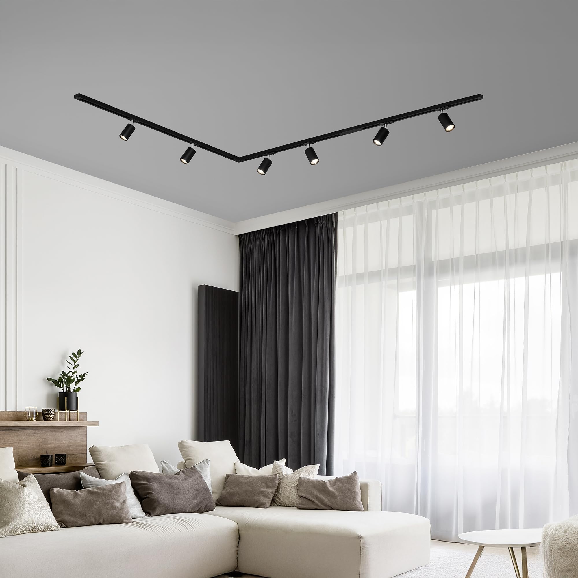 Smart 1-fase railsysteem met 4 wifi GU10 spots zwart - Iconic Jeana