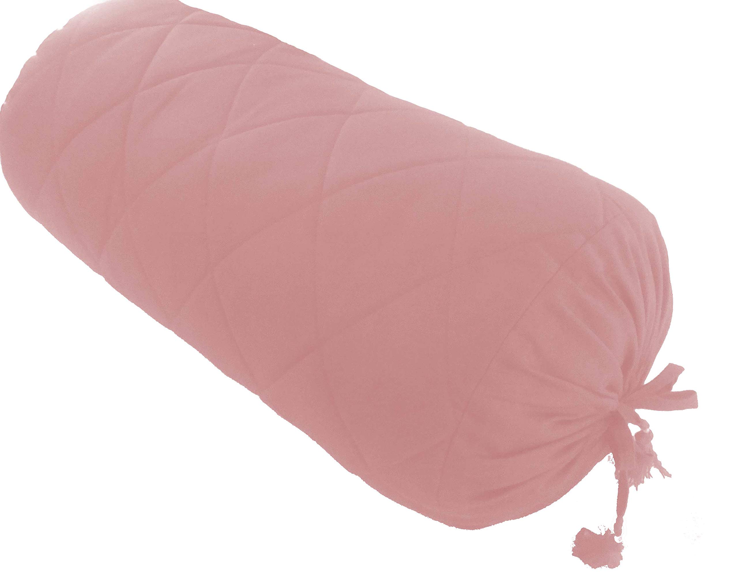Baby Pink Long Quilted Bolster Pillowcase - Yoga Massage Round Quilted Bolster Cover for Bed Sofa Chair Couch Lounge Cotton 9