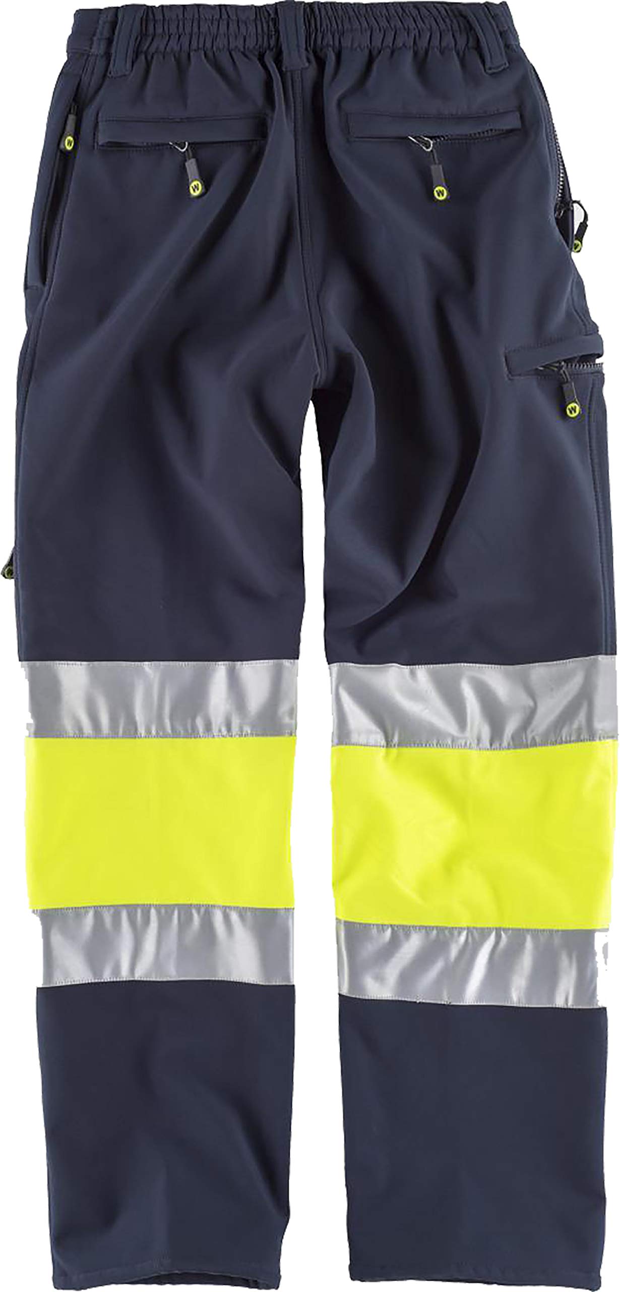 WORKTEAM Pantalón Softshell Alta Visibilidad y Cintas Reflectantes, Alta Capacidad Térmica, Cortavientos y Repelente Agua, Multibolsillos con Cremallera. Unisex