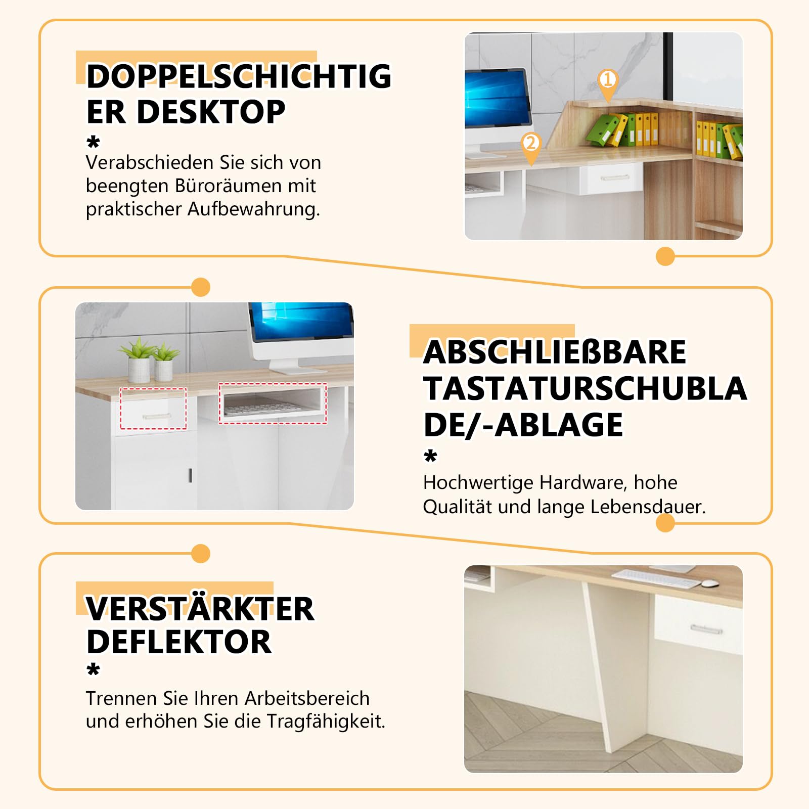 Empfangstresen 80–303cm Moderner Empfangstisch mit Regalen Ladentheke für Geschäft Büro