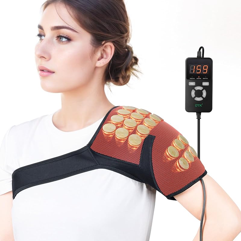 UTK Shoulder Heating Pad for Women, Far Infrared Heating Pads for Shoulder with Natural Jade & Smart Controller - Shoulder Portable Heating Pads for Rotator Cuff Pain | Infrared Heating Pads for Shoulder Rotator Cuff Pain, Arm Heating Wrap, 4H Auto Off, Hotter to 149℉, Gifts for Women Men