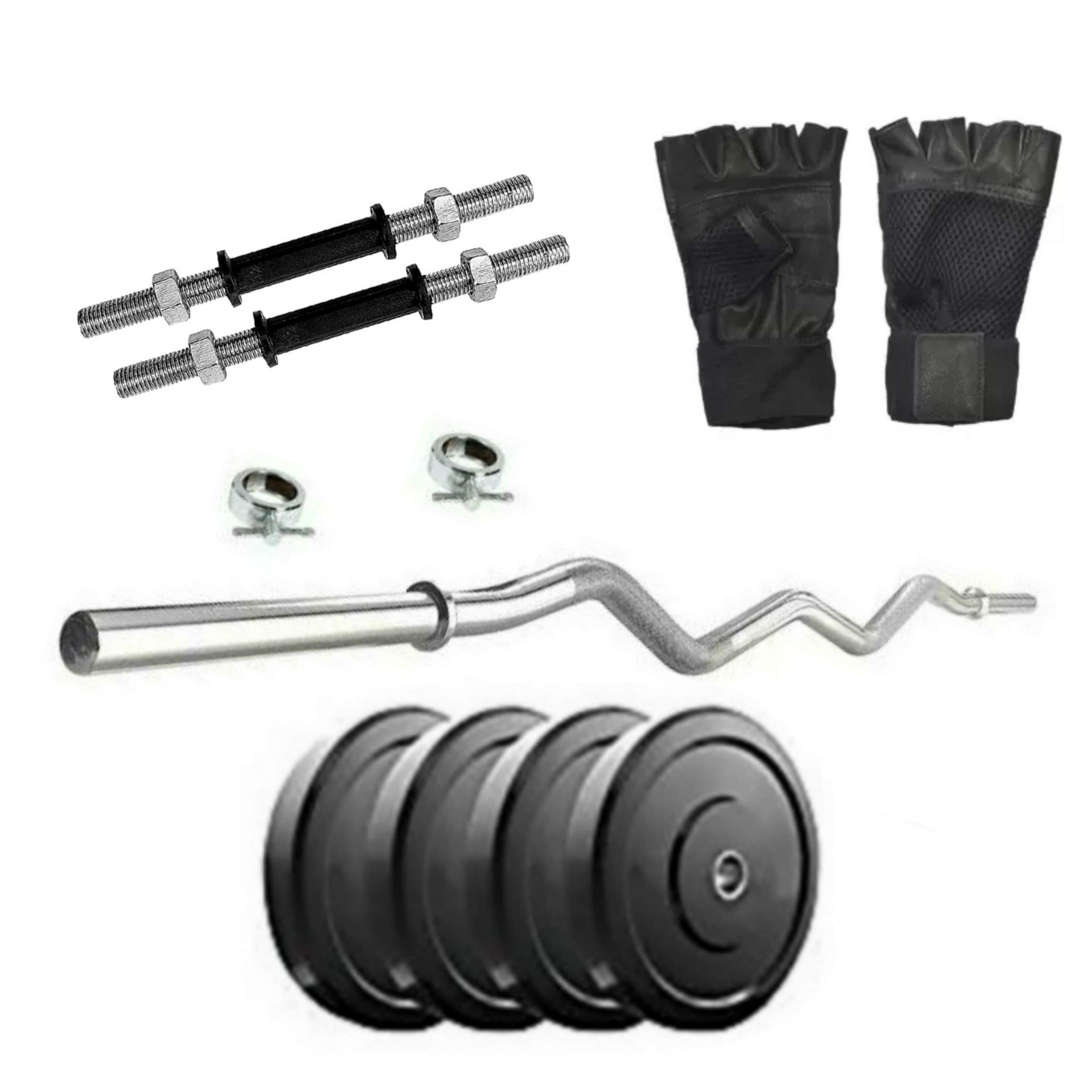 SX Fitness Home Gym Setup Combo Pack of 20 Kg Rubber Weight Plates (5 Kg X 4 Plates) with Solid Dumbbell Rod and 3 Feet Curl Rod with 2 Locks and Exercise Gloves for Home Gym Exercise & Fitness (B08NCZR947) Amazon Price History, Amazon Price Tracker