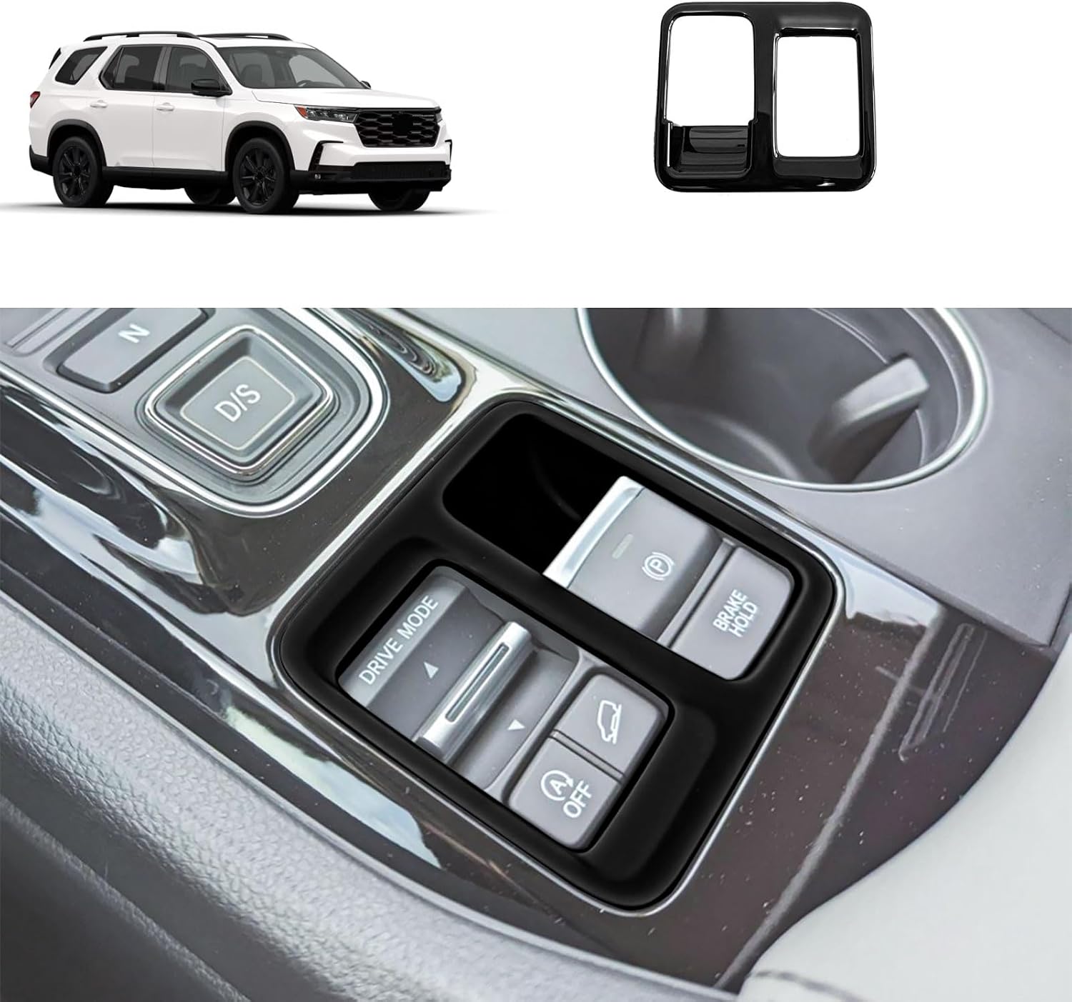 Electronic Handbrake Panel Cover Compatible with Honda New Pilot 2023 2024 2025 2026 Gear Shift Panel Cover Interior Car Accessories ABS 1PCS(Glossy Black Style)