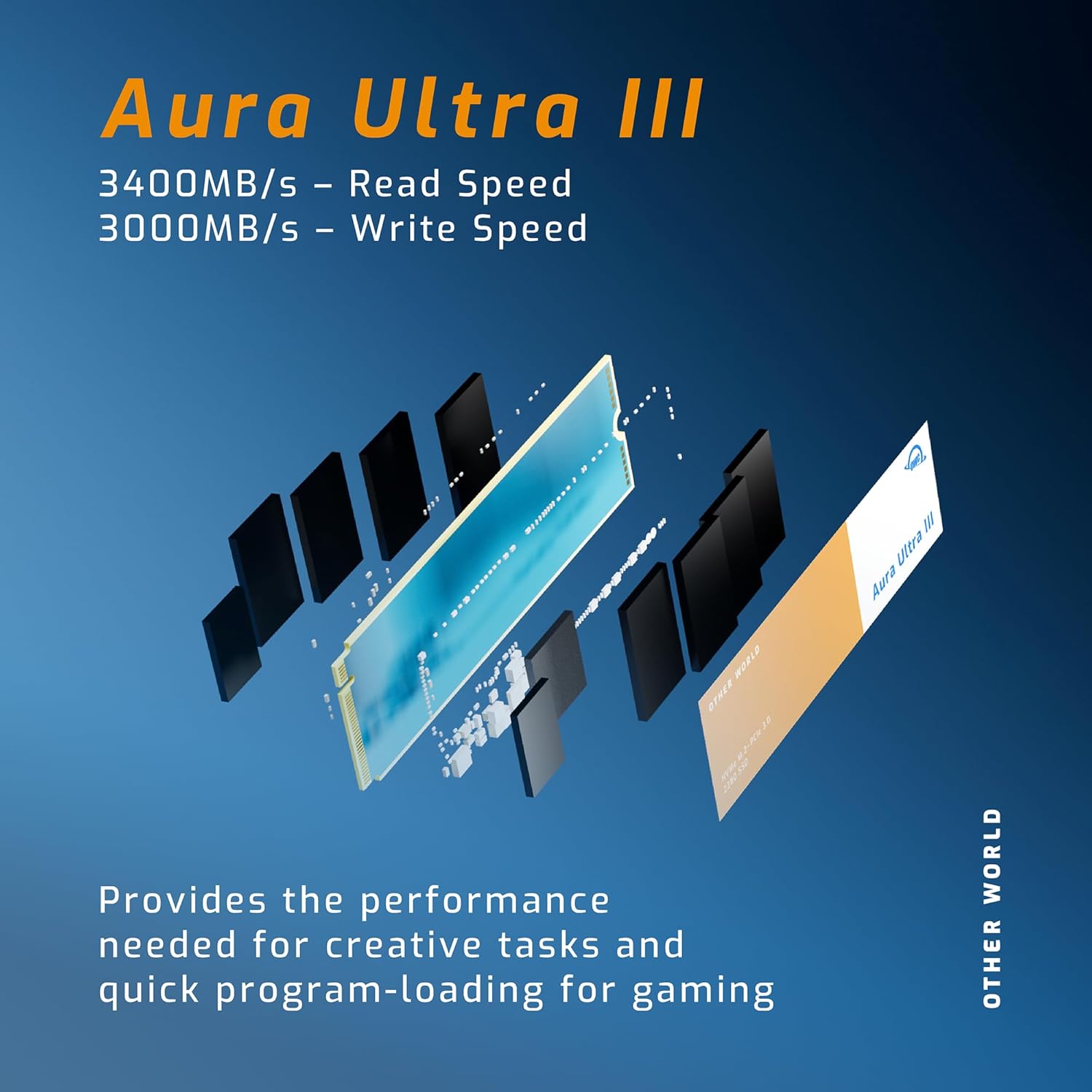 SSD OWC Aura Ultra III kalayan spésifikasi kecepatan