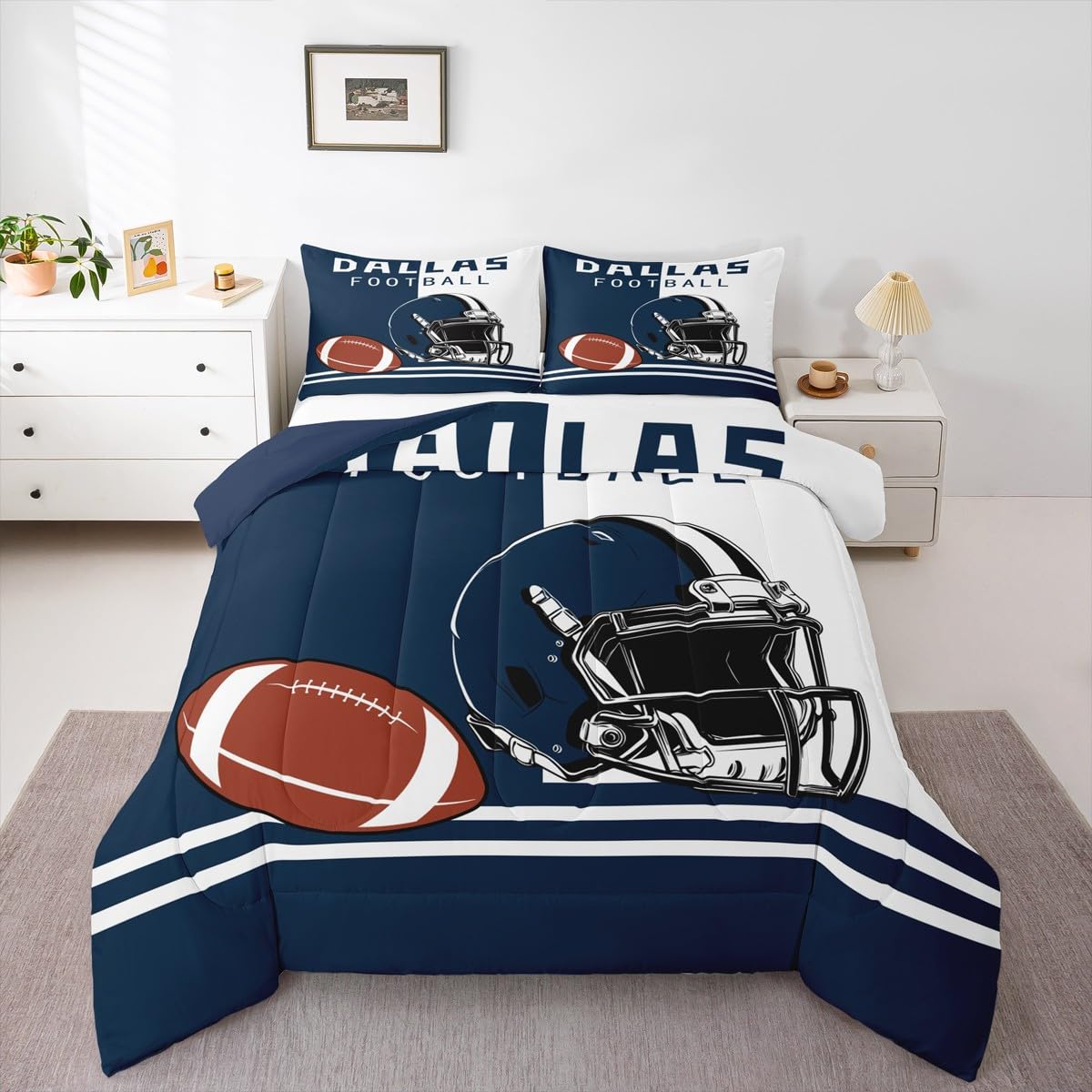 Feelyou Kids American Football Bedding Set Toddler Size, Football Comforter Set Boys Girls Sports Duvet Insert Teens Bedroom Decor with 1 Pillow Case