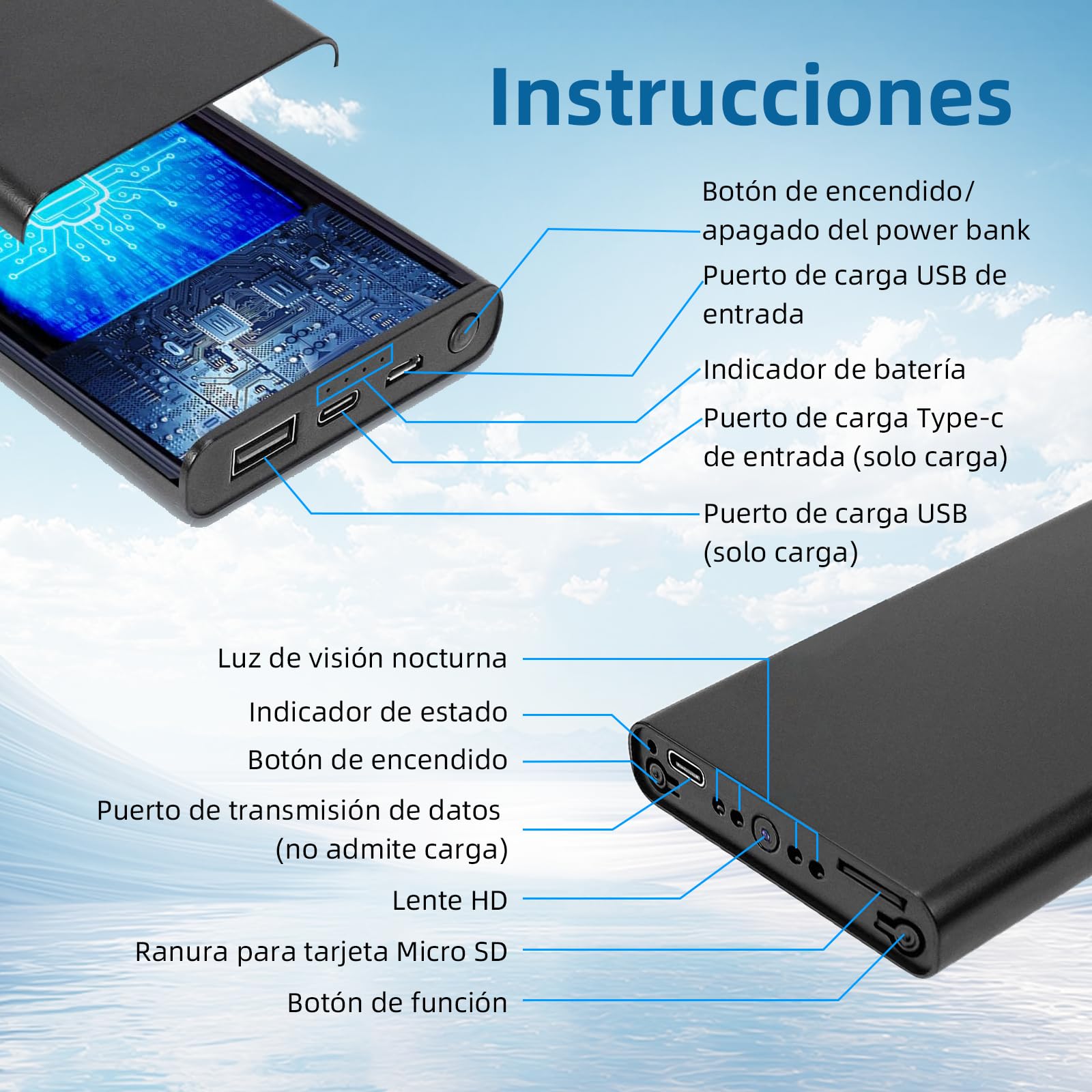 Mini cámara, cámara espía oculta, cámara niñera en alta definición 1080P,con función de detección de movimiento,apta para la vigilancia de seguridad en interiores,oficinas y otros lugares,sin Wi-Fi.