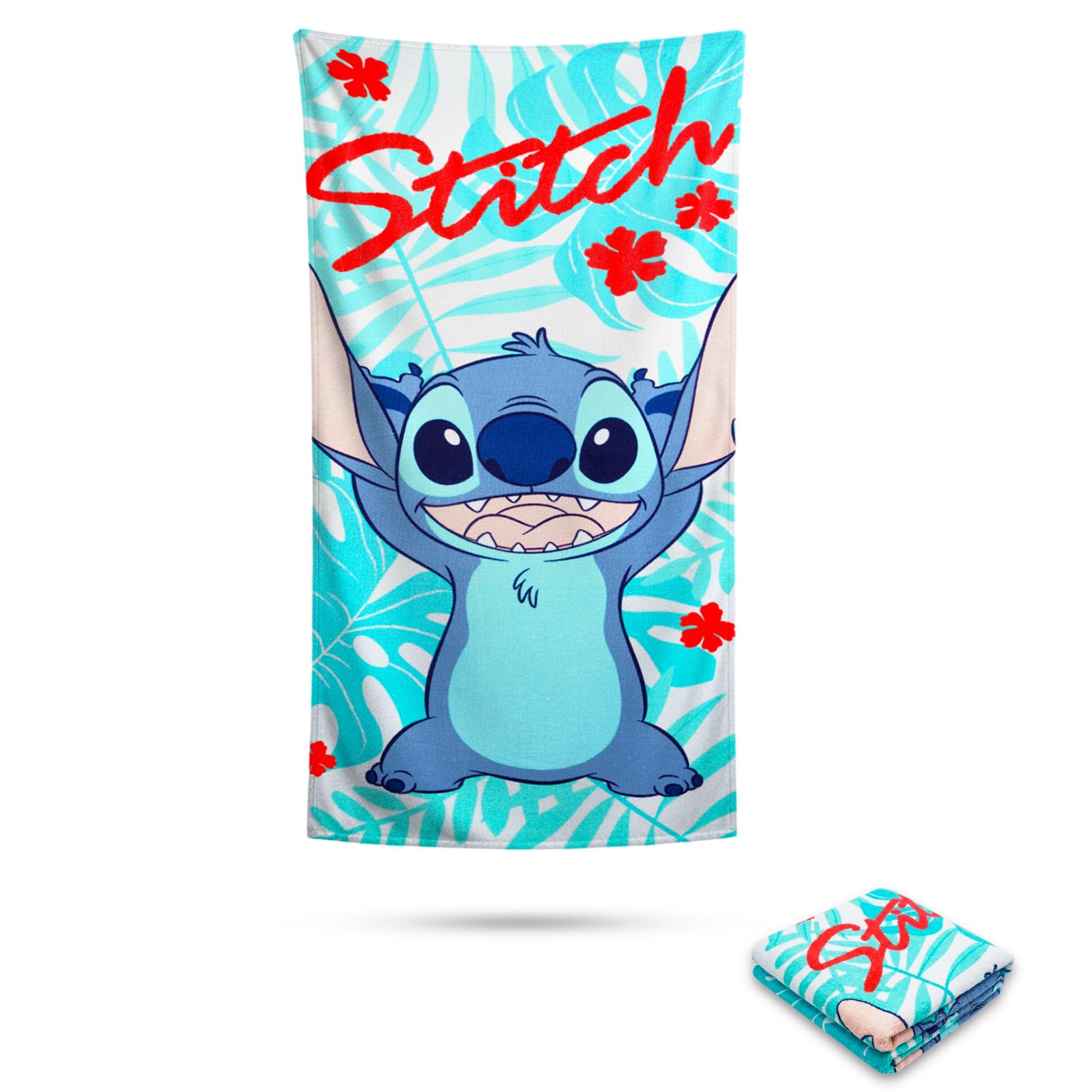 Disney Lilo and Stitch – Ensemble de serviettes de plage en microfibre de 68,6 x 137,2 cm avec décalcomanies, plus | Serviette de plage Stitch pour enfants et adultes
