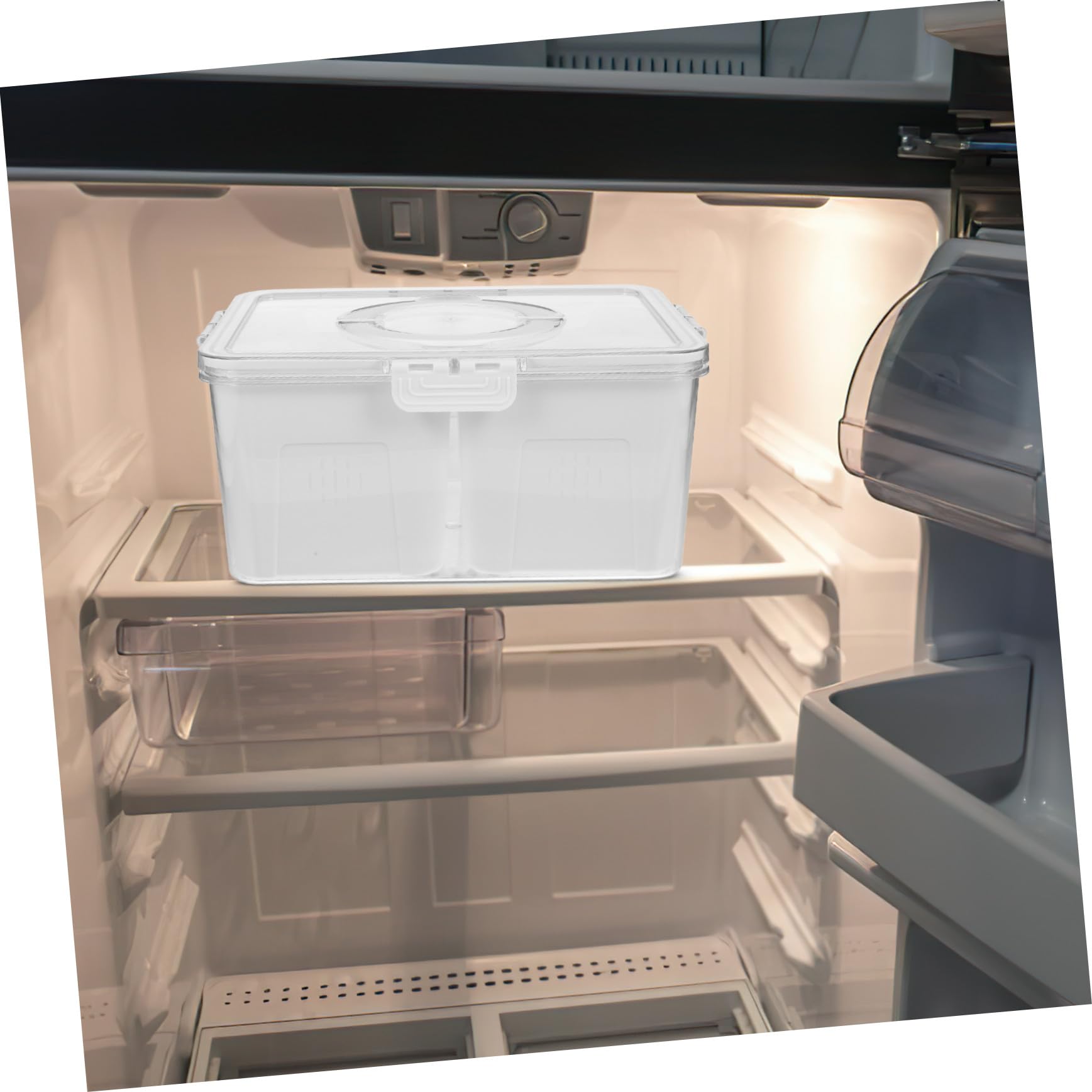 Frischeboxen für Lebensmittel mit Mehrkammer Design aus Kunststoff | Durchsichtige Lebensmittelbehälter, für Kühlschrankorganisation und Aufbewahrung von Teig und Fleisch
