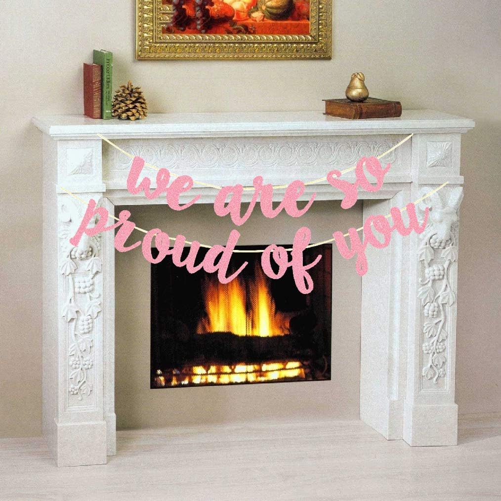 2026 Graduation Banners Party Decorations, Rose Gold Glitter We are So Proud of You Graduation Banners Garland for Congratulation Graduation Party Supplies, School, Home, Car Decorations - Image 6