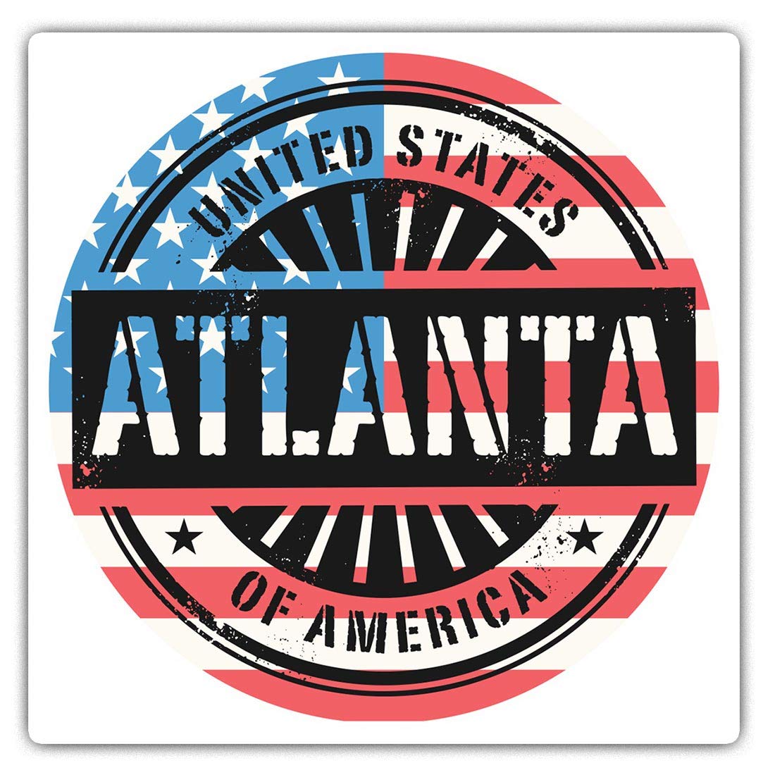 Square Stickers (Set of 2) 10cm - Atlanta Georgia USA American Flag Laptop Tablet Luggage Scrapbook #6075
