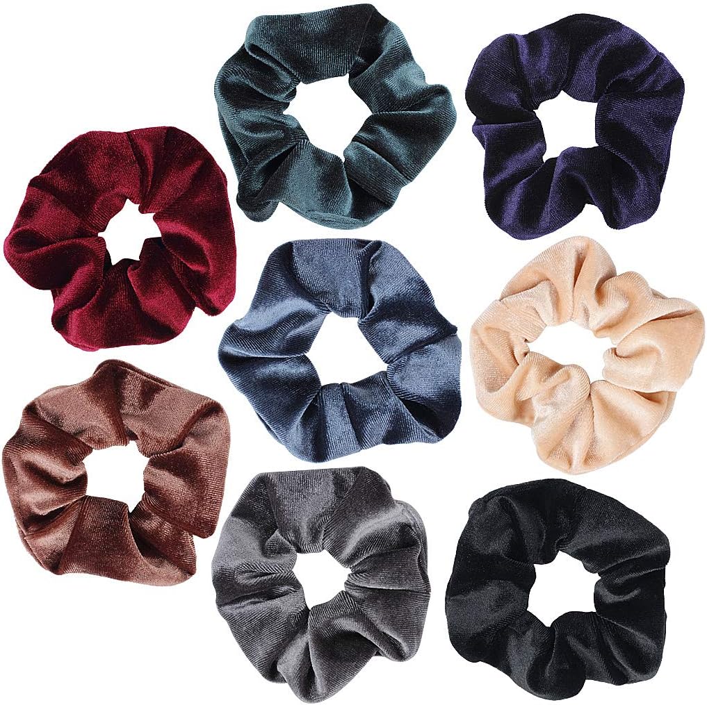 8 Pcs Hair Scrunchies Velvet Elastic Hair Bands Colorful Ponytail Holder Bands Hair Accessories Hair Ties For Women Girls
