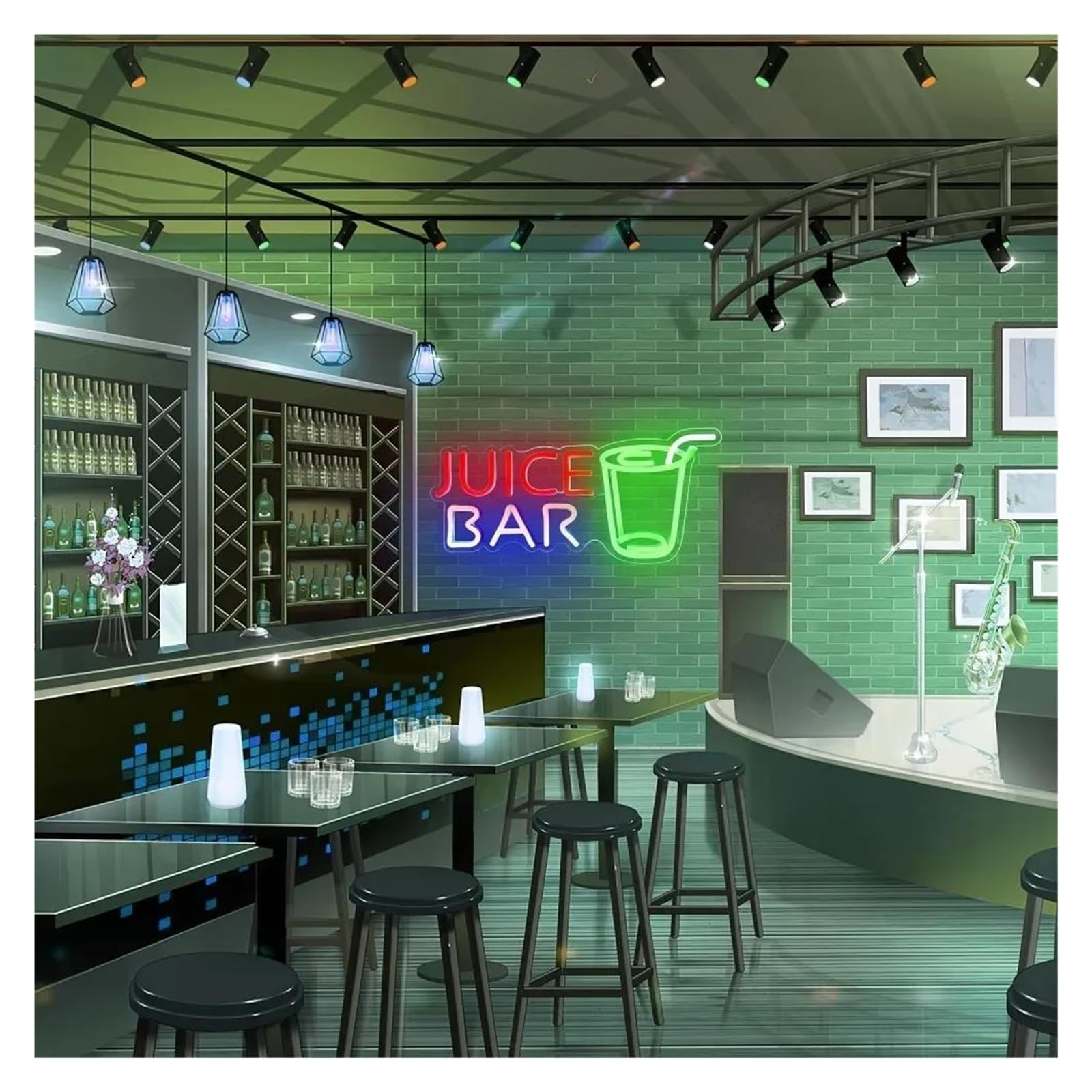 Luces de neón Letrero De Neón JUICE BAR, Con Leche, Té, Bebidas De Frutas, Luz Nocturna Para Fiestas, Cafeterías, Tiendas De Bebidas, Decoración De Sala 41cmх18cm