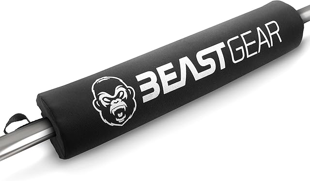 Beast Gear Barbell Pad - Heavy Duty, Weightlifting, Squat, and Hip Thrust Pads with Secure Hook & Loop Fastener - Cushioned Foam Protection for Weighted Bar
