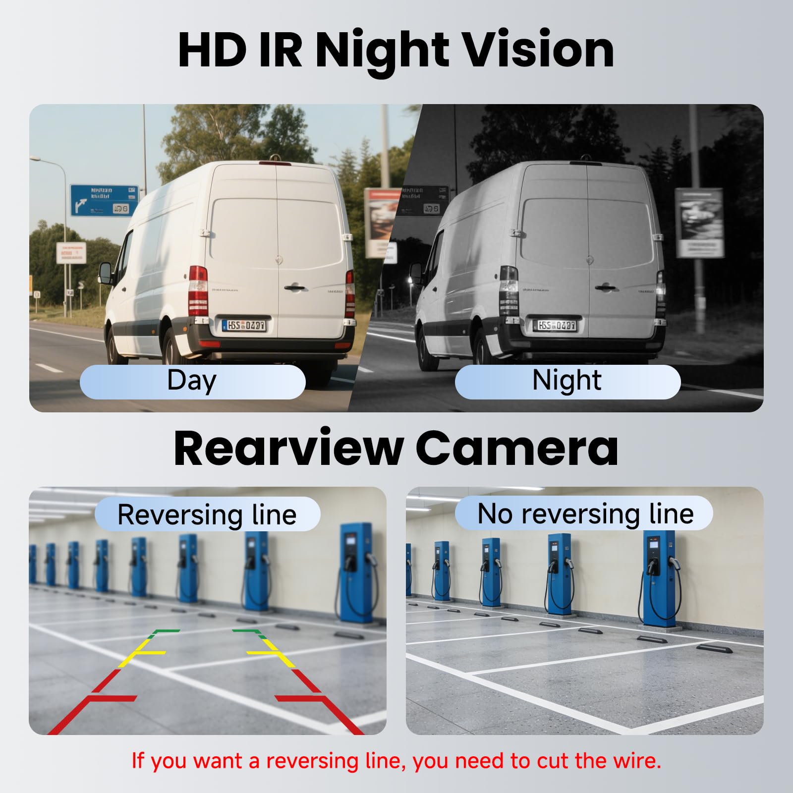 Hodozzy Cámara Trasera para Renault Trafic 2014-2017/Opel Vivaro 2014-2017, Cámara de Marcha Atrás Impermeable con Líneas de Aparcamiento, Cámara Marcha Atrás Visión Nocturna Coche 12 V con Cable