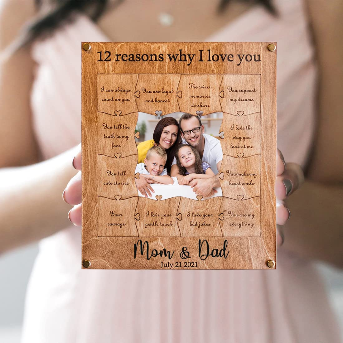 Cornice Puzzle Personalizzata 12 Motivi Per Cui Ti Amo – Regalo Romantico In Legno Per Fidanzato, Fidanzata, Marito, Moglie, Anniversario, San Valentino - 2