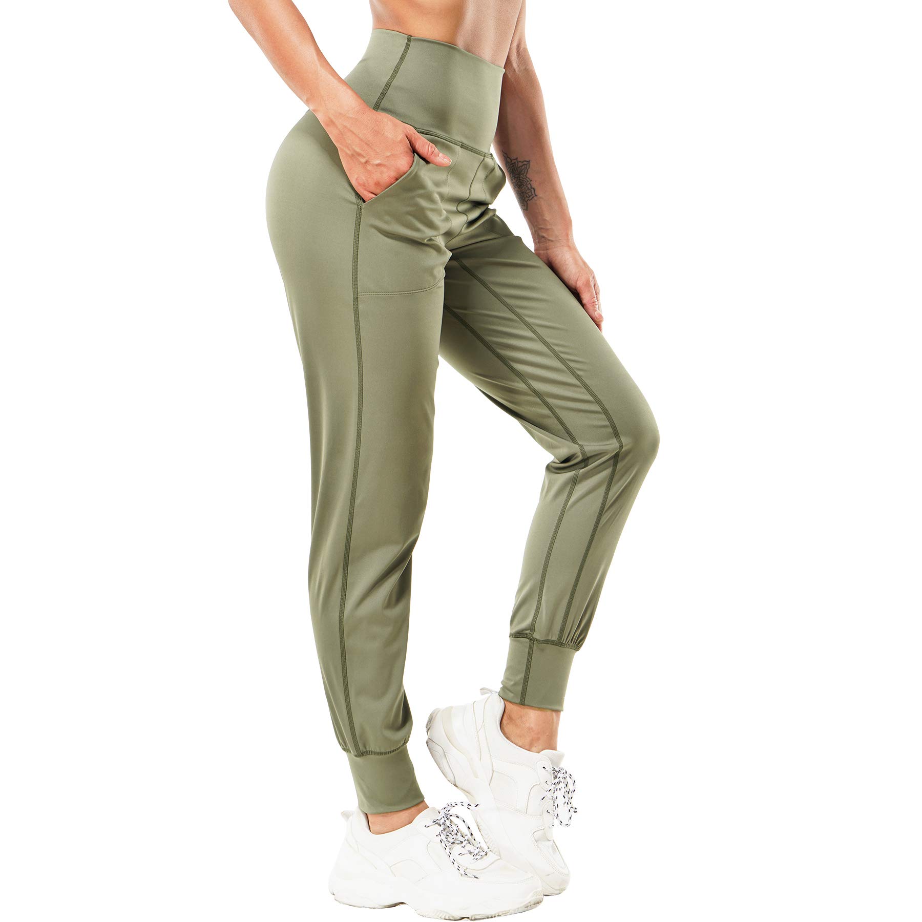 leinidina womens jogger pants high waisted sweatpants with pockets tapered casual lounge pants loose track cuff leggings