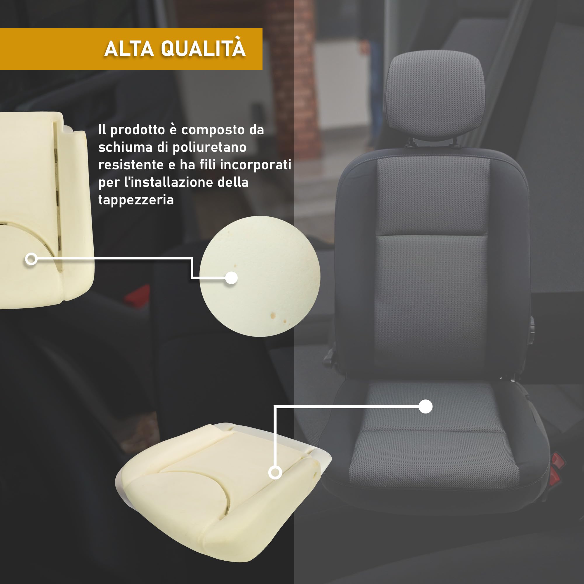 CHROMEMASTER - Compatibile con Fiat Scudo 2007-2016; Schiuma del Sedile, Inserto in Schiuma per i Sedili Anteriori; Sostituisci l'Inserto e Goditi un Nuovo, Comodo Sedile