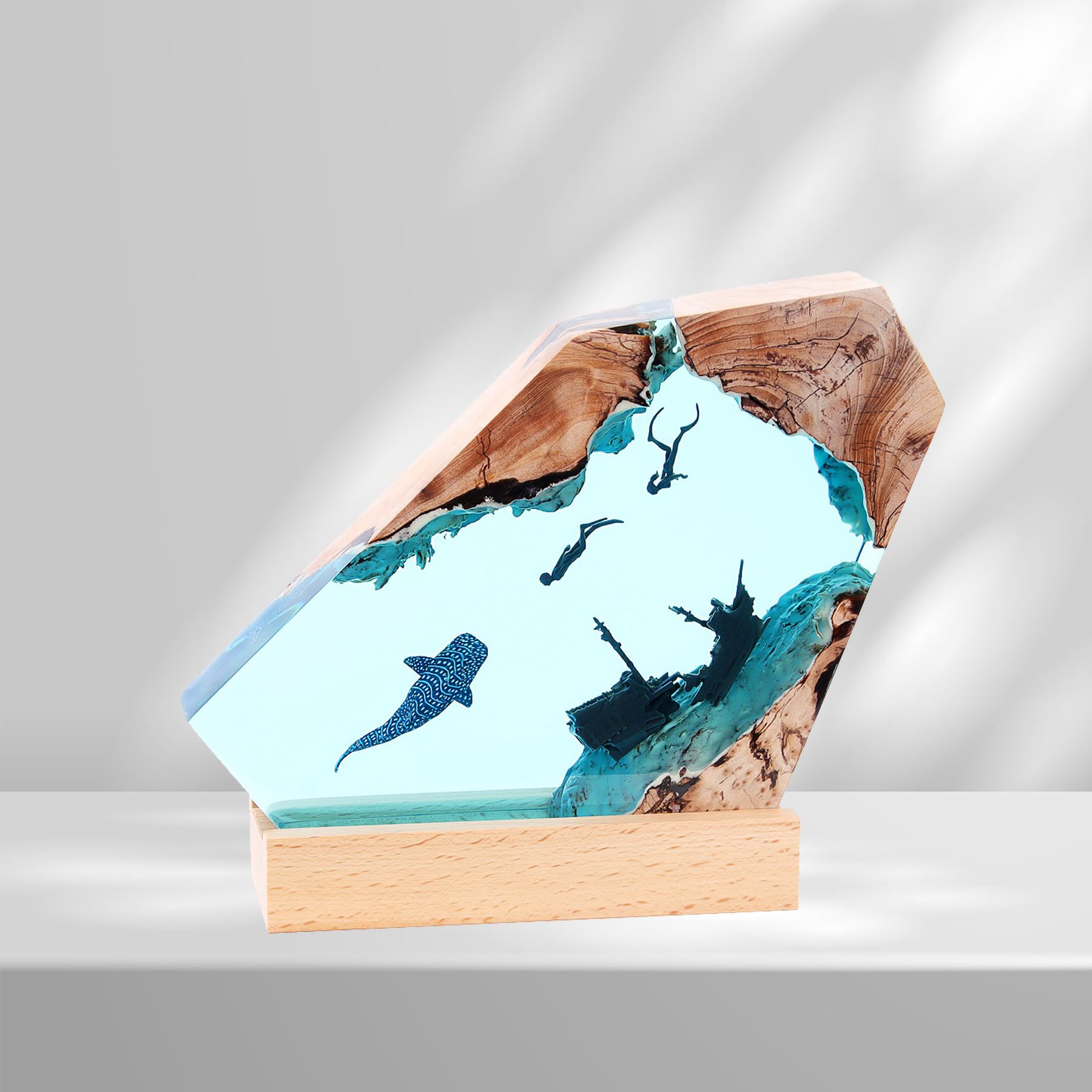 SinSed-Handcrafted epoxy Resin Bedside Lamps are Perfect for Men's Desktop Decor or as a Unique Gift for Friends and Family