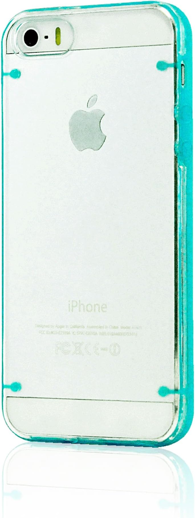 LiViTech(TM) Colorful Ultra Slim Glow in The Dark Crystal Clear Hard Back Hybrid Case for Apple iPhone 5 5s (Blue)