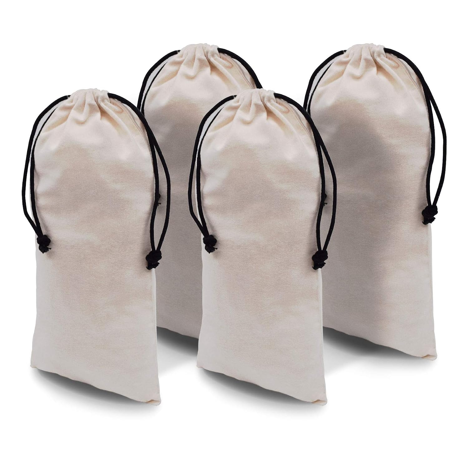 ZENPAC 4-Pack Shoe Dust Bag – 8 x 17” 100% Cotton Flannel Pouch with Drawstring Closure, Washable, Breathable Duster Bag f...
